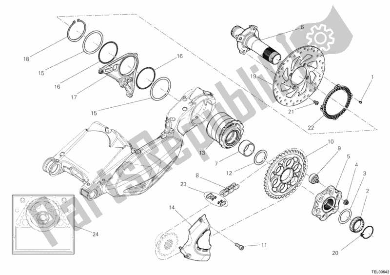 Todas as partes de Cubo, Roda Traseira do Ducati Diavel Carbon FL 1200 2015